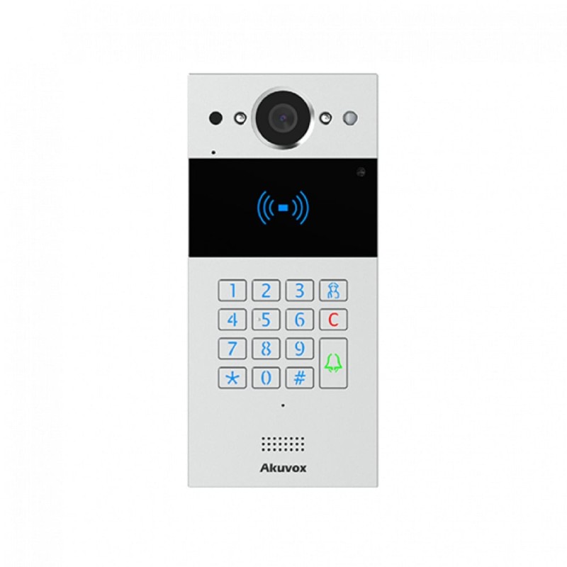 R20K-Silver-On-Wall-V3.0 SIP videofono 2MP PIN RFID MIFARE NFC SIP RS485 Wiegand IP65 PoE Akuvox