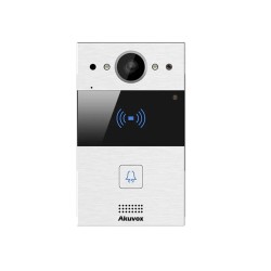 R20A-On-Wall-Silver-V5.1 IP Videofono 2MP RFID MIFARE NFC SIP RS485 Wiegand IP65 PoE Akuvox