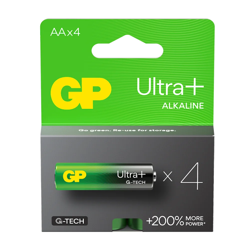 4 щелочные батарейки GP Ultra Plus G-TECH LR6/AA